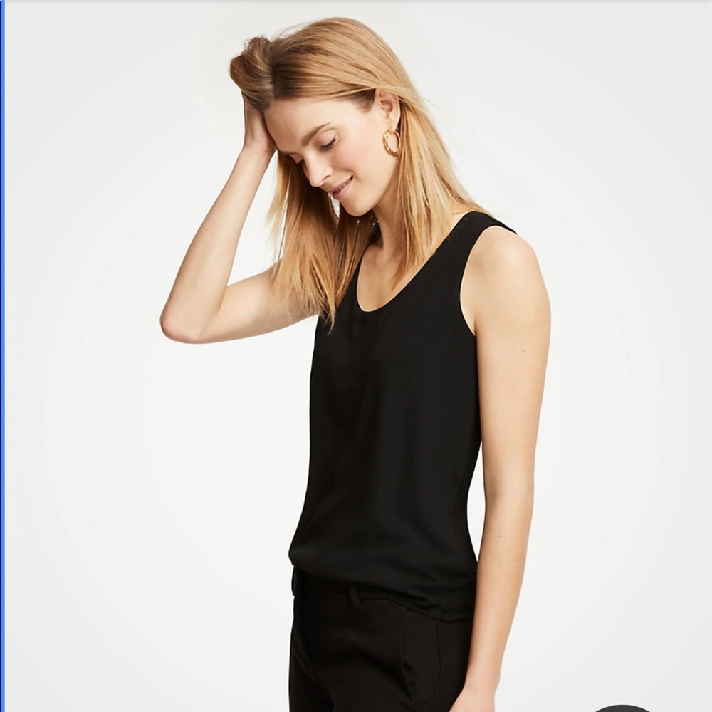 NWT Ann Taylor Mixed Jersey Tank Top Black Size XS